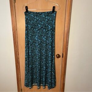 LuLaRoe Teal Floral Maxi Skirt